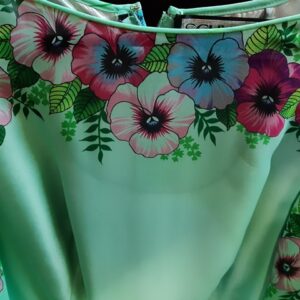 Bonte Koe Verhuur Maasland - Jurk mint met bloemen - art.nr. 10165