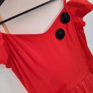 Bonte Koe Verhuur Maasland - Jurk jaren '50 rood zwarte applicatie