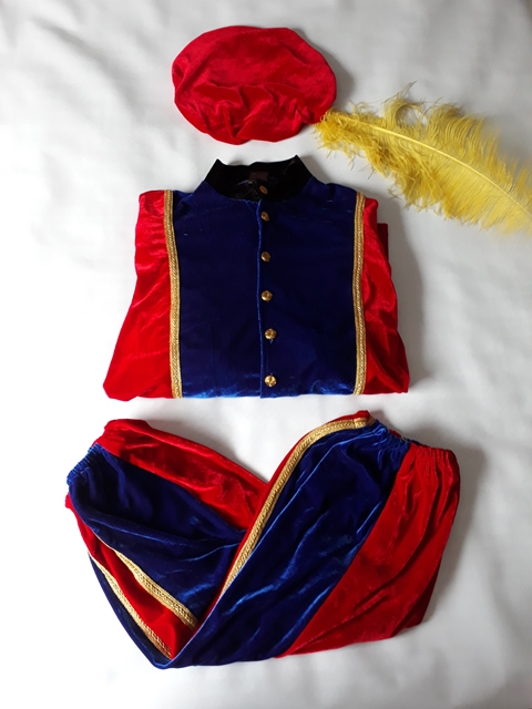 Bonte Koe Verhuur Maasland - Pietenpak fluweel Blauw Rood - art.nr. 10336